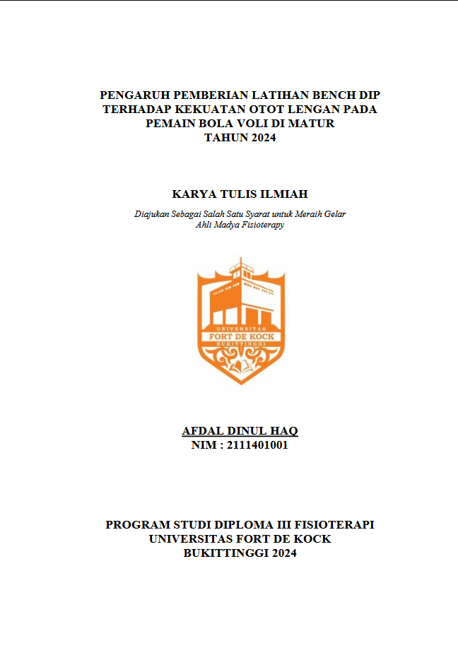 Pengaruh Pemberian Latihan Bench Dip Terhadap Kekuatan Otot Lengan pada Pemain Bola Voli di Matur Tahun 2024