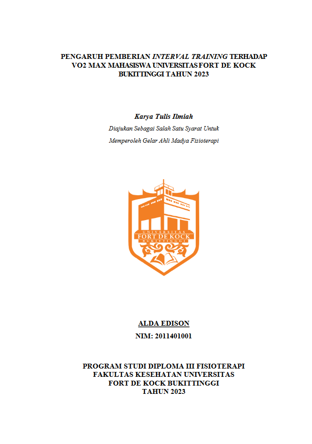 Pengaruh Pemberian Interval Training Terhadap Vo2 Max Mahasiswa Universitas Fort De Kock Bukittinggi Tahun 2023