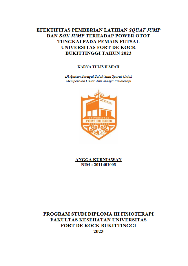 Efektifitas Pemberian Latihan Squat Jump Dan Box Jump Terhadap Power Otot Tungkai Pada Pemain Futsal Universitas Fort De Kock Bukittinggi Tahun 2023
