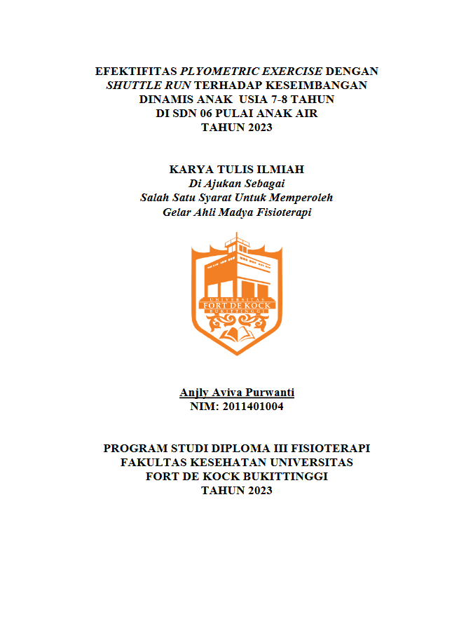 Efektifitas Plyometric Exercise Dengan Shuttle Run Terhadap Keseimbangan Dinamis Anak Usia 7-8 Tahun Di Sdn 06 Pulai Anak Air Tahun 2023
