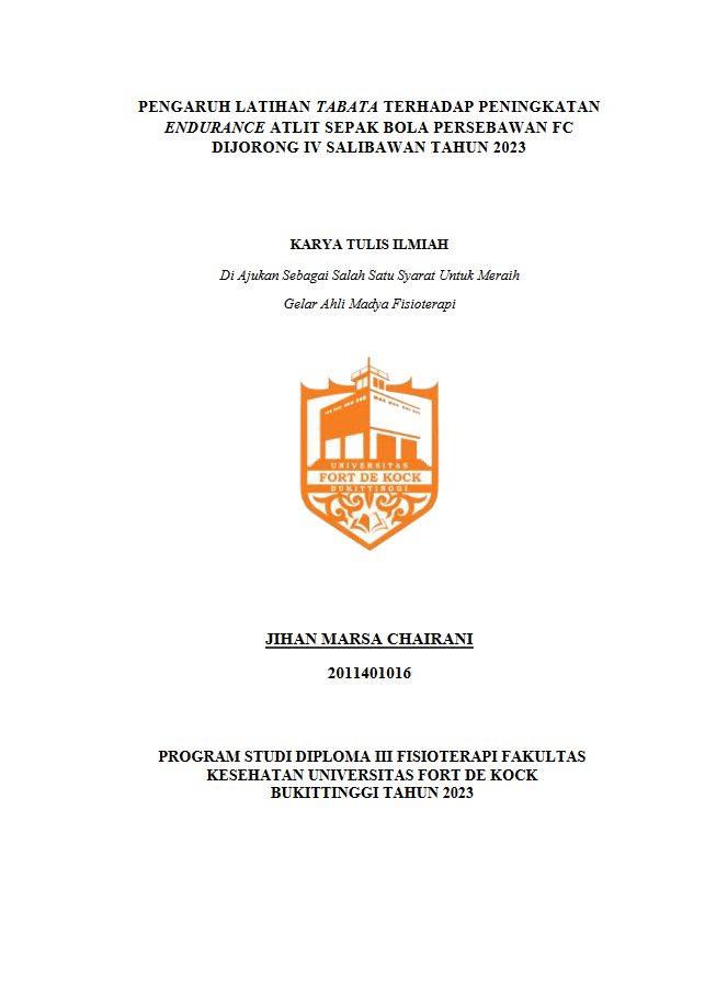 Pengaruh Latihan Tabata Terhadap Peningkatan Endurance Atlit Sepak Bola Persebawan Fc Dijorong Iv Salibawan Tahun 2023