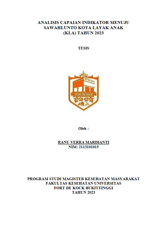 Analisis Capaian Indikator Menuju Sawahlunto Kota Layak Anak (Kla) Tahun 2023