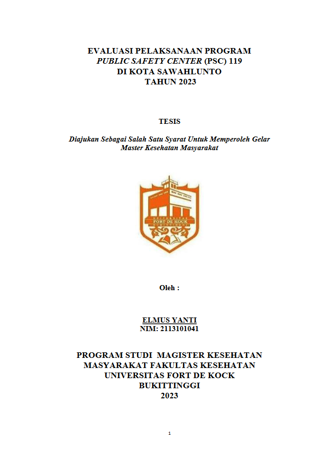 Evaluasi Pelaksanaan Program Public Safety Center (Psc) 119 Di Kota Sawahlunto Tahun 2023