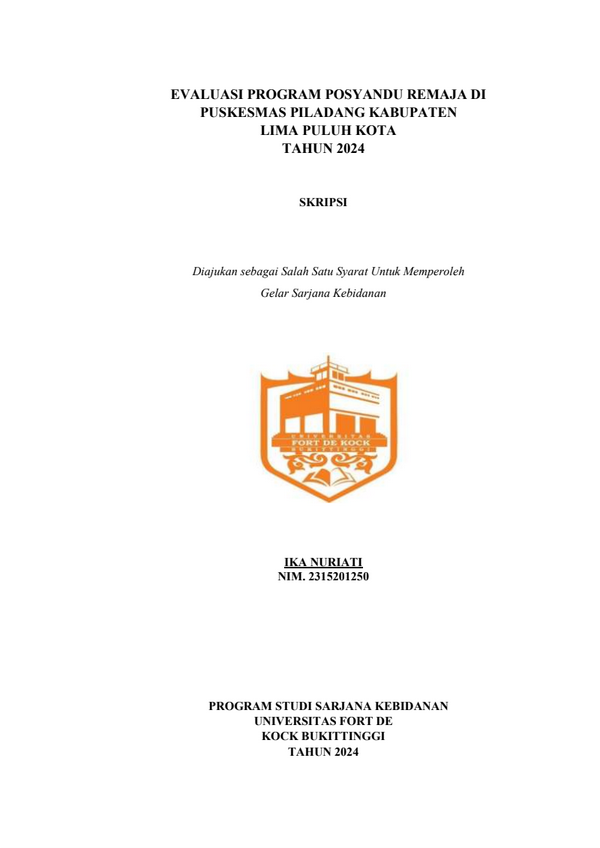 Evaluasi Program Posyandu Remaja di Puskesmas Piladang Kabupaten Lima Puluh KotaTahun 2024