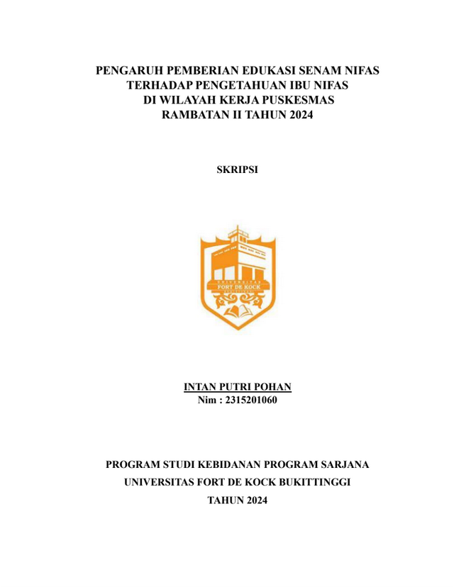 Pengaruh Pemberian Edukasi Senam Nifas Terhadap Pengetahuan Ibu Nifas Di Wilayah Kerja Puskesmas Rambatan II Tahun 2024