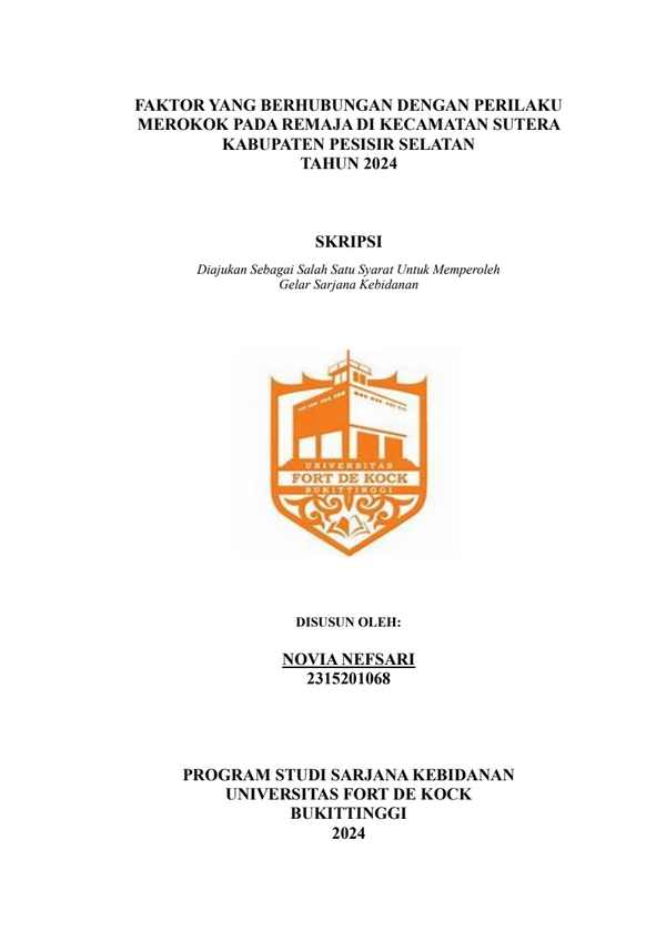 Faktor Yang Berhubungan Dengan Perilaku Merokok Pada Remaja Di Kecamatan Sutera Kabupaten Pesisir Selatan Tahun 2024