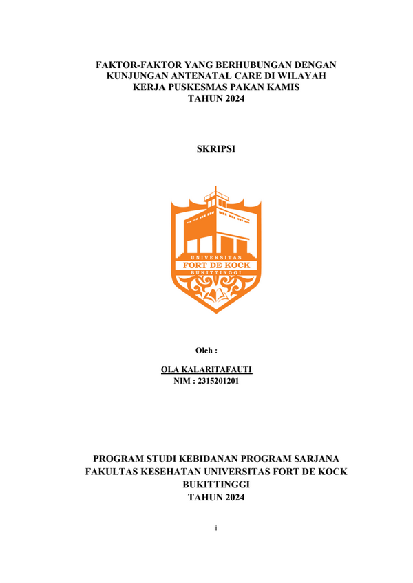 Faktor-Faktor Yang Berhubungan Dengan KunjunganAntenatal Care(ANC) Di Wilayah Kerja Puskesmas Pakan Kamis Tahun 2024