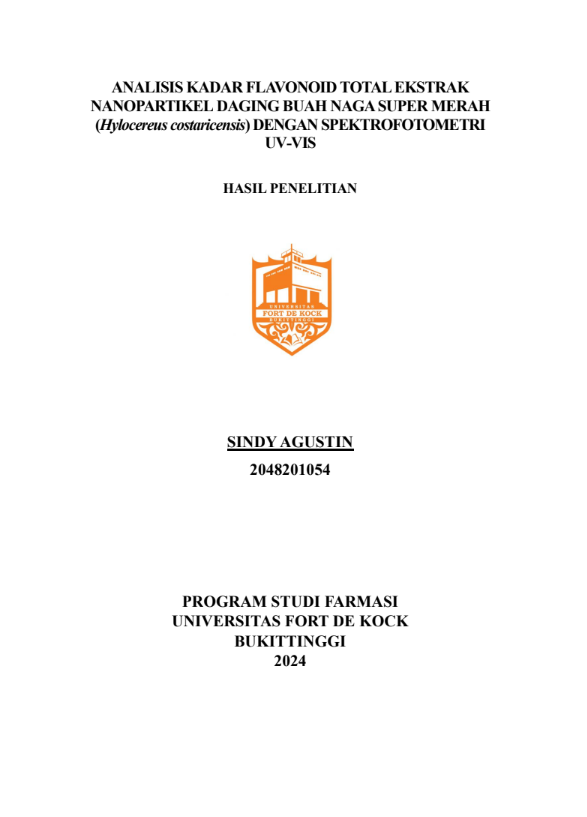 Analisis Kadar Flavonoid Total Ekstrak Nanopartikel Daging Buah Naga Super Merah (Hylocereus costaricensis) dengan Spektrofotometri UV-Vis