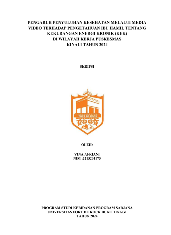 Pengaruh Penyuluhan Kesehatan Melalui Media Video Terhadap Pengetahuan Ibu Hamil Tentang Kekurangan Energi Kronik (Kek) Di Wilayah Kerja Puskesmas Kinali Tahun 2024