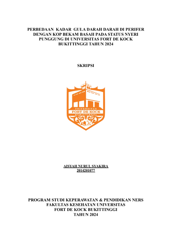 Perbedaan Kadar Gula Darah Di Perifer Dengan Kop Bekam Basah Pada Status Nyeri Punggung Di Universitas Fort De Kock Bukittinggi