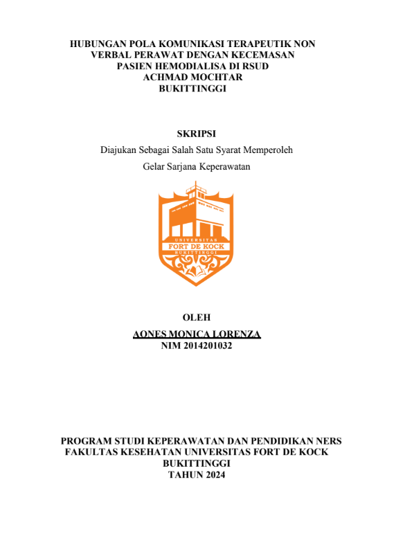 Hubungan Pola Komunikasi Terapeutik Non Verbal Perawat Dengan Kecemasan Pasien Hemodialisa Di Rsud Achmad Mochtar Bukittinggi