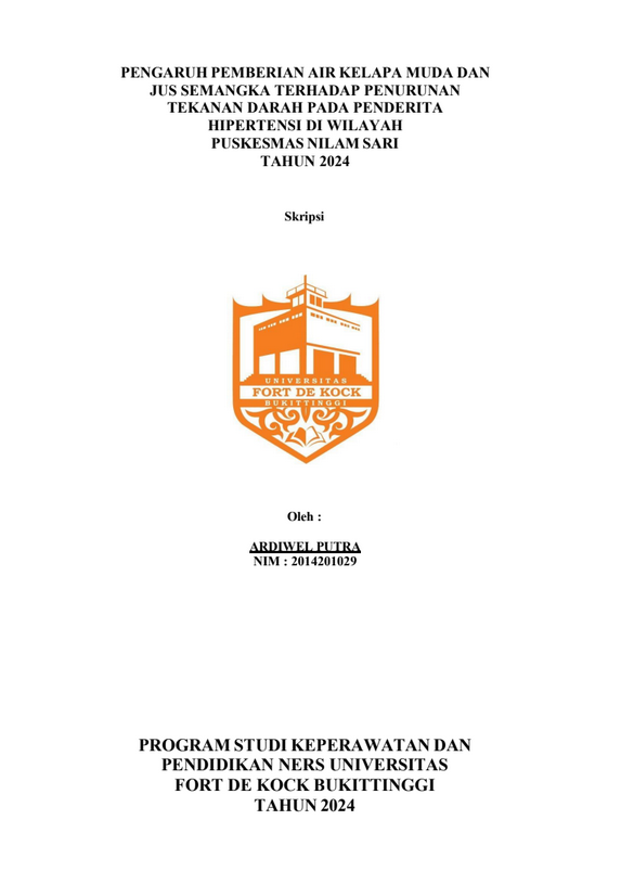 Pengaruh Pemberian Air Kelapa Muda Dan Jus Semangka Terhadap Penurunan Tekanan Darah Pada Penderita Hipertensi Di Wilayah Puskesmas Nilam Sari Tahun 2024