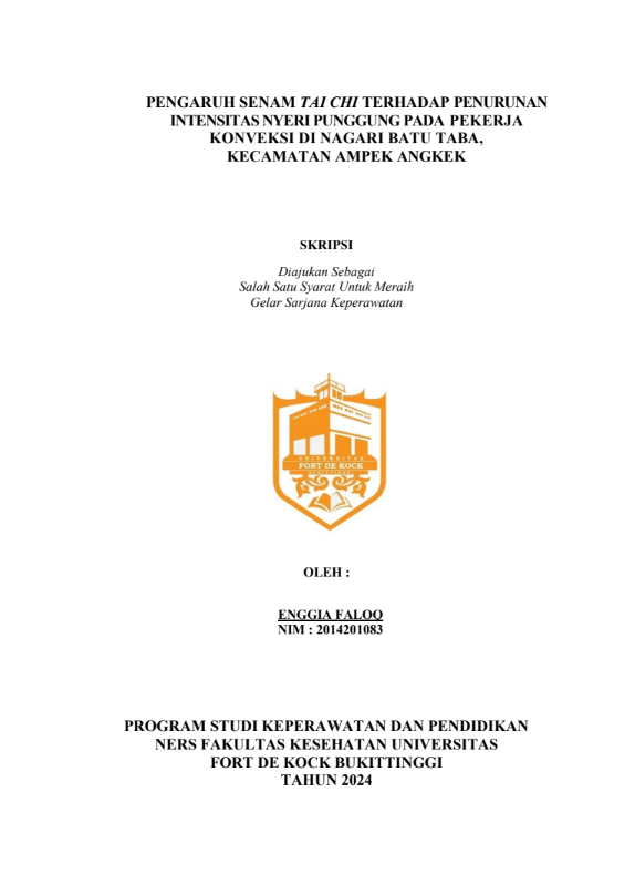 Pengaruh Senam Tai chi Terhadap Penurunan Intensitas Nyeri Punggung Pada Pekerja Konveksi di Nagari Batu Taba, Kecamatan Ampek Angkek