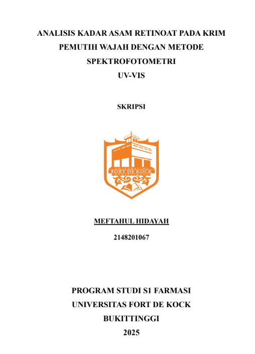 Analisis Kadar Asam Retinioat Pada Krim Pemutih Wajah Dengan Menggunakan Metode Spektrofotormetri UV-Vis