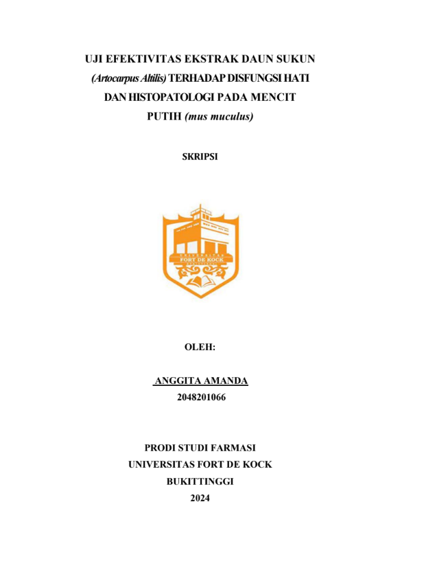 Uji Efektivitas Ekstrak Daun Sukun (Artocarpus Altilis) Terhadap Disfungsi Hati dan Histopatologi pada Mencit Putih (mus muculus)