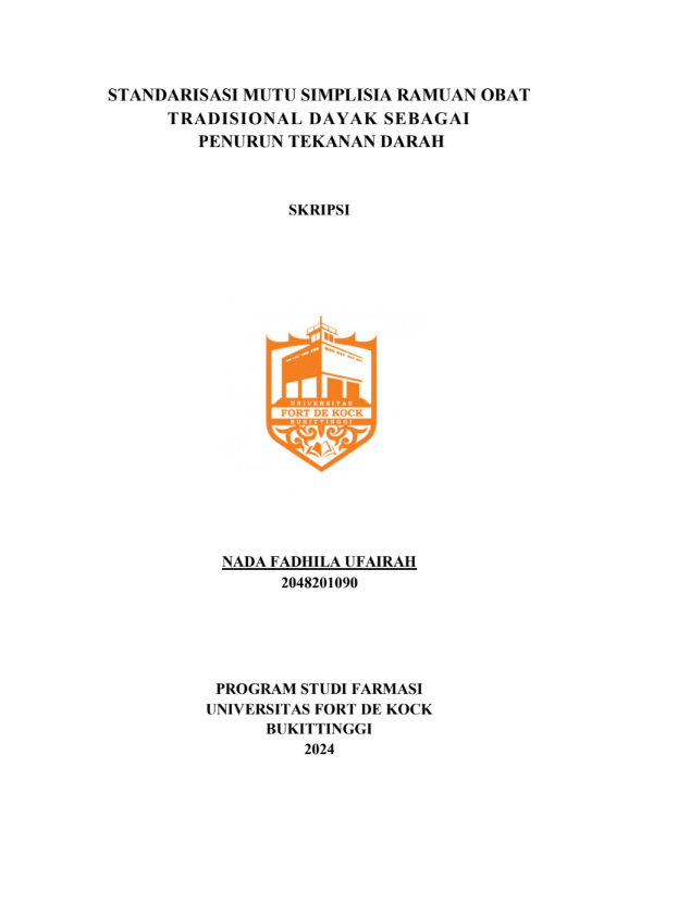 Standarisasi Mutu Simplisia Ramuan Obat Tradisional Dayak Sebagai Penurun Tekanan Darah