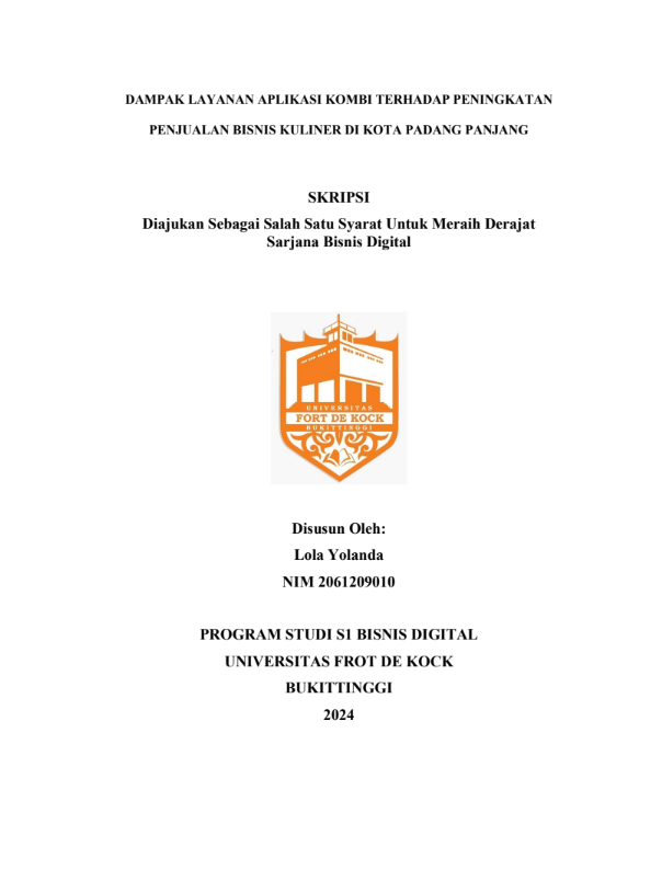 Dampak Layanan Aplikasi Kombi Terhadap Peningkatan Penjualan Bisnis Kuliner Di Kota Padang Panjang.