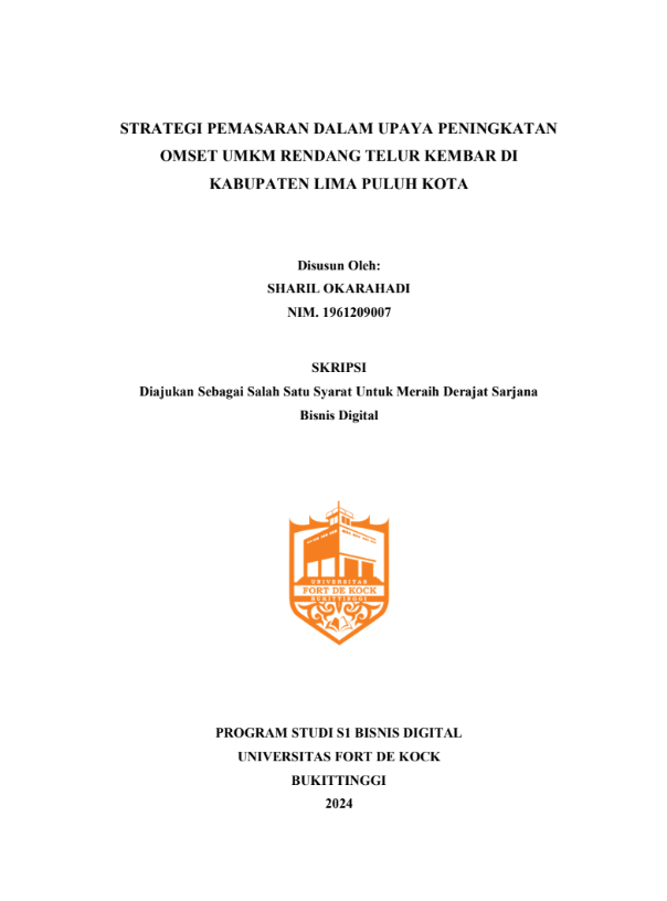 Strategi Pemasaran Dalam Upaya Peningkatan Omset UMKM Rendang Telur Kembar Di Kabupaten Lima Puluh Kota.