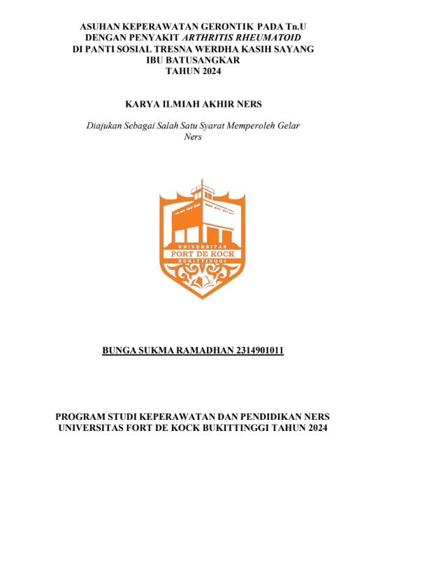 Asuhan Keperawatan Gerontik Pada Tn.U Dengan Penyakit Arthritis Rheumatoid Di Panti Sosial Tresna Werdha Kasih Sayang Ibu Batusangkar Tahun 2024