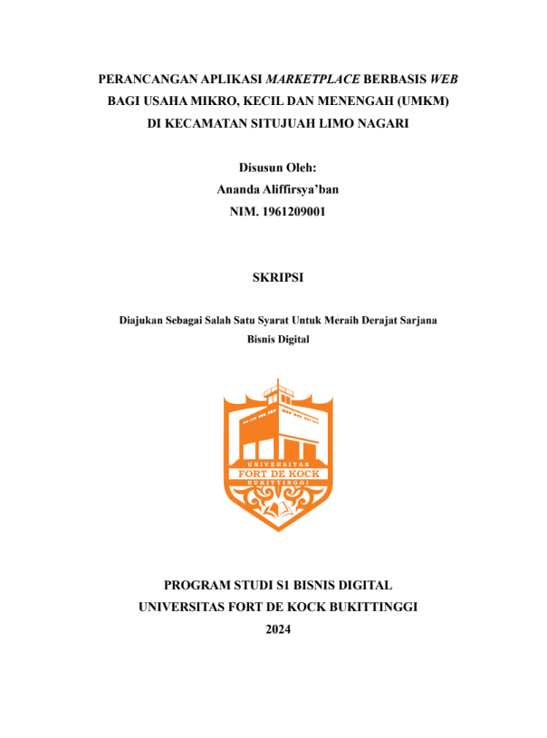 Prancangan Aplikasi Marketplace Berbasis Web Bagi Usaha Mikro, Kecil Dan Menengah (UMKM) di Kecamatan Situjuah Limo Nagari.