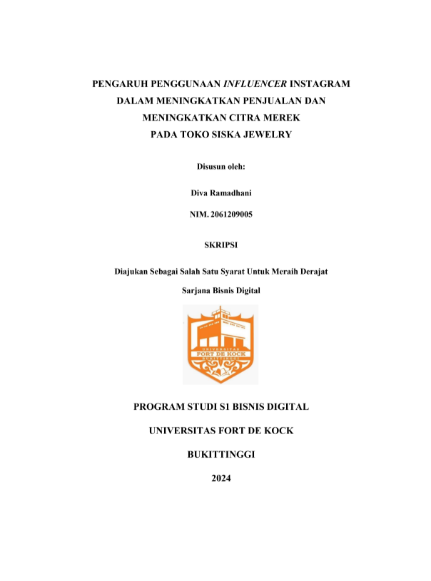 pengaruh Penggunaan Influencer Instagram Dalam Meningkatkan Penjualan Dan Meningkatkan Citra Merek pada Toko Siska Jewelry.