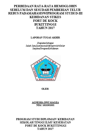 Perbedaan Rata-Rata Hemoglobin Sebelum Dan Sesudah Pemberian Telur Rebus Pada Mahasiswi Program Studi D-III Kebidanan STIKes Fort De Kock Bukittinggi Tahun 2017