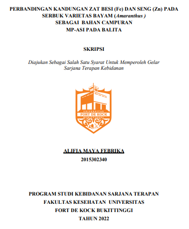 Perbandingan Kandungan Zat Besi (Fe) Dan Seng (Zn) Pada Serbuk Varietas Bayam (Amaranthus)  Sebagai Bahan Campuran MP-ASI Pada Balita