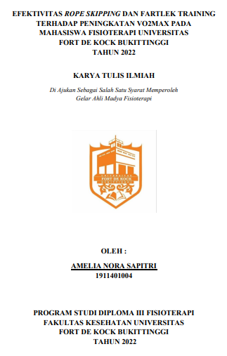 Efektivitas Rope Skipping Dan Fartlek Training Terhadap Peningkatan Vo2max Pada Mahasiswa Fisioterapi Universitas Fort De Kock Bukittinggi Tahun 2022