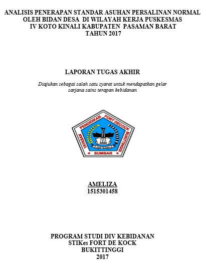 Analisis Penerapan Standar Asuhan Persalinan Normal Oleh Bidan Desa Di Wilayah Kerja Puskesmas IV Koto Kinali Kabupaten  Pasaman Barat Tahun 2017