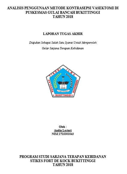 Analisis Penggunaan Metode Kontrasepsi Vasektomi di Puskesmas Gulai Bancah Bukittinggi Tahun  2018