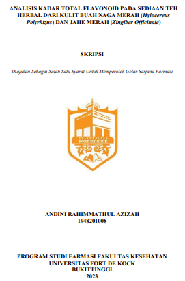 Analisis Kadar Total Flavonoid Pada Sediaan Teh Herbal Dari Kulit Buah Naga Merah (Hylocereus Polyrhizus) Dan Jahe Merah (Zingiber Officinale)