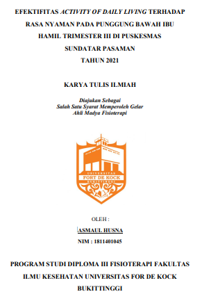 Efektifitas Activity Of Daily Living Terhadap Rasa Nyaman Pada Punggung Bawah Ibu Hamil Trimester III Di Puskesmas Sundatar Pasaman Tahun 2021