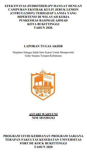 Efektivitas Hydritherapy Hangat Dengan Campuran Ekstrak Kulit Jeruk Lemon Terhadap Lansia Yang Hipertensi di Wilayah Kerja Puskesmas Rasimah Ahmad Kota Bukittinggi Tahun 2020