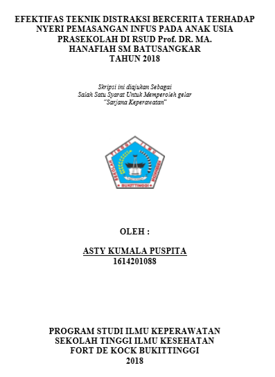 Efektifitas Teknik Distraksi  Bercerita terhadap Nyeri Pemasangan Infus pada Anak Usia Prasekolah di RSUD Prof. DR.MA Hanafiah SM Batusangkar Tahun 2018