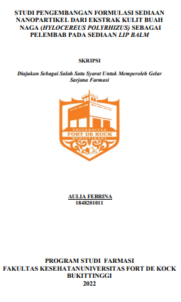 Studi Pengembangan Formulasi Sediaan Nanopartikel Dari Ekstrak Kulit Buah Naga (Hylocereus Polyrhizus) Sebagai Pelembab Pada Sediaan Lip Balm