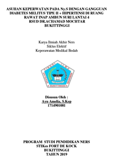 Asuhan Keperawatan Keluarga Pada Tn R.  Dengan Diabetes Melitus Tipe II Di Ruang Rawat Inap Ambun Suri Lt 4  Dr.Achmad Mochtar Bukittinggi Tahun 2018