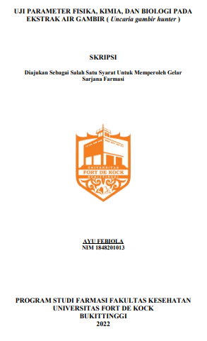 Uji Parameter Fisika, Kimia, Dan Biologi Pada Ekstrak Air Gambir ( Uncaria Gambir Hunter)