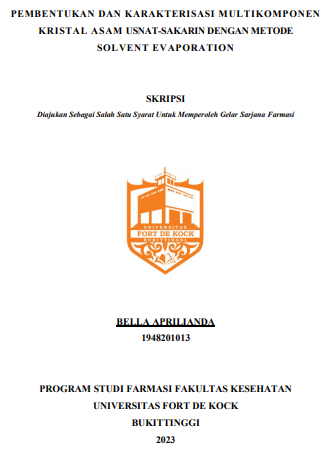 Pembentukan Dan Karakterisasi Multikomponen Kristal Asam Usnat-Sakarin Dengan Metode Solvent Evaporation