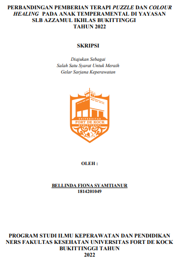 Perbandingan Pemberian Terapi Puzzle Dan Colour Healing Pada Anak Temperamental Di Yayasan SLB Azzamul Ikhlas Bukittinggi Tahun 2022