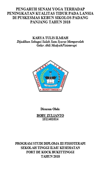 Pengaruh pemberian senam Yoga  untuk meningkatan Kuakitas  tidur Pada Lansia di Puskesmas Kebun  Sikolos Padang Panjang Tahun 2018