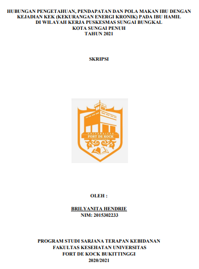 Hubungan Pengetahuan, Pendapatan Dan Pola Makan Ibu Dengan Kejadian KEK (Kekurangan Energi Kronik) Pada Ibu Hamil Di Wilayah Kerja Puskesmas Sungai Bungkal Kota Sungai Penuh Tahun 2021