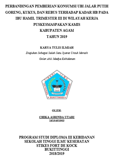 Pengaruh Pemberian Konsumsi Ubi  Jalar Putih Terhadap Kadar Hb Pada Ibu Hamil Trimester III di Wilayah Kerja  Puskesmas Pakan Kamis Kabupaten Agam Tahun 2019