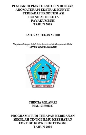 Pengaruh Pijat Oksitosin dengan Aromaterapi Ekstrak Kunyit terhadap Produksi ASI Ibu Nifas di Kota Payakumbuh Tahun 2018