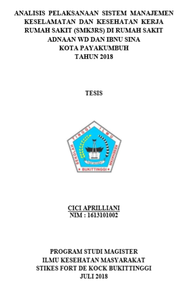 Analisis Pelaksanaan Sistem Manajemen Keselamatan dan Kesehatan Kerja Rumah Sakit (SMK3RS) di Rumah Sakit Adnaan WD dan Ibnu Sina Kota Payakumbuh Tahun 2018