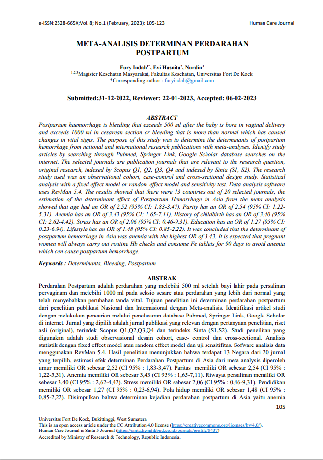 META-ANALISIS DETERMINAN PERDARAHAN POSTPARTUM
