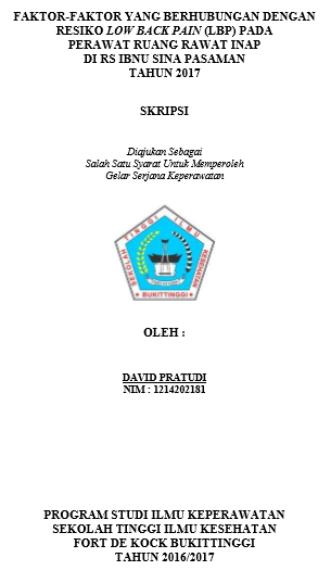 Faktor-Faktor Yang Berhubungan Dengan Resiko Low Back Pain (LBP) Pada Perawat Ruangan Rawat Inap Di RS Ibnu Sina Pasaman tahun 2017