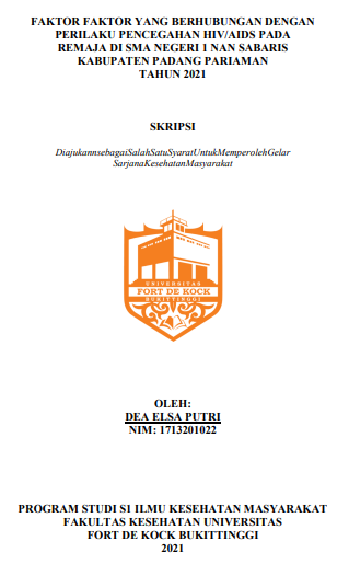 Faktor Faktor Yang Berhubungan Dengan Perilaku Pencegahan HIV/AIDS Pada Remaja Di SMA Negeri 1 Nan Sabaris Kabupaten Padang Pariaman Tahun 2021