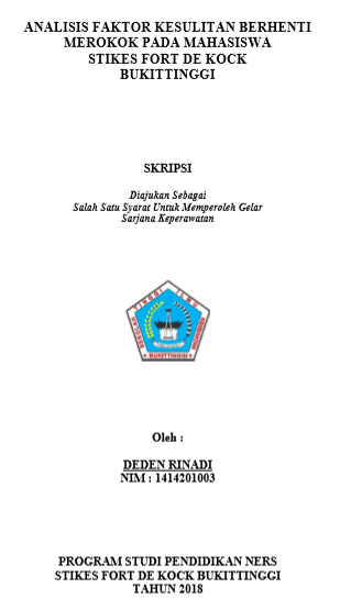 Analisis Faktor Kesulitan Berhenti Merokok Pada Mahasiswa STIKes Fort De Kock Bukittinggi