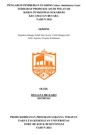Pengaruh Pemberian Es Krim Coleus Amboinicus Lour Terhadap Produksi ASI Di Wilayah Kerja Puskesmas Sukarejo Kecamatan Betara Tahun 2021