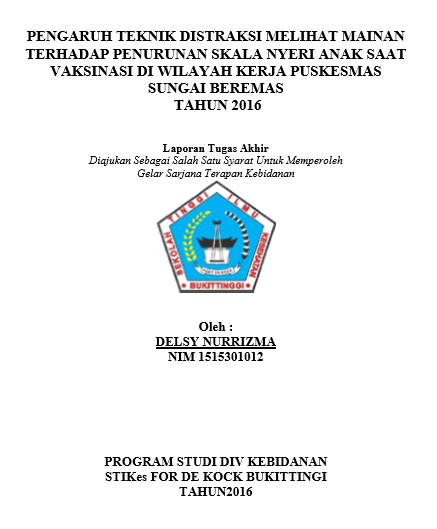 Pengaruh Tehknik Distraksi Melihat Mainan Terhadap  Penurunan Skala Nyeri Anak Saat Vaksinasi Di Wilayah Kerja Puskesmas Sungai  Beremas Tahun 2016